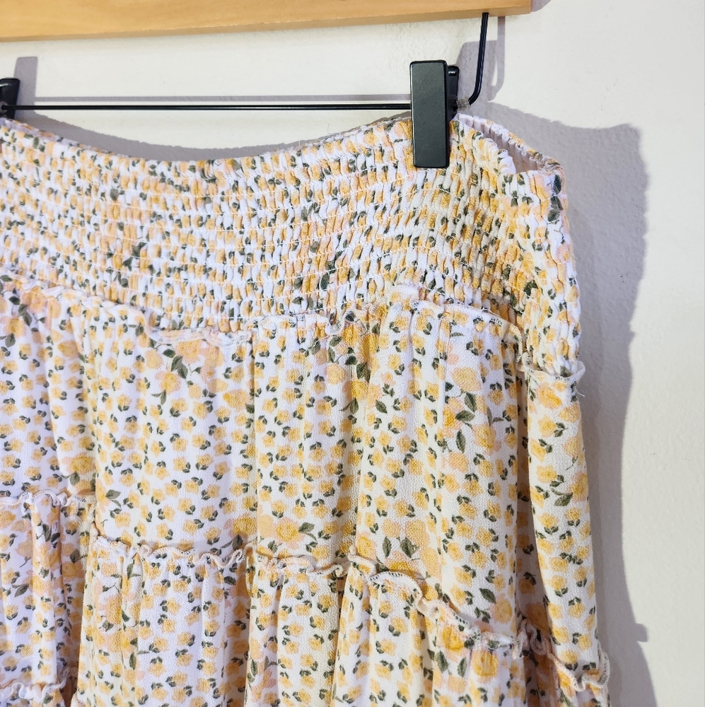 AE Yellow Floral Ruffle Mini Dress Yellow-White Color Size XL Spring Women - Picture 7 of 11